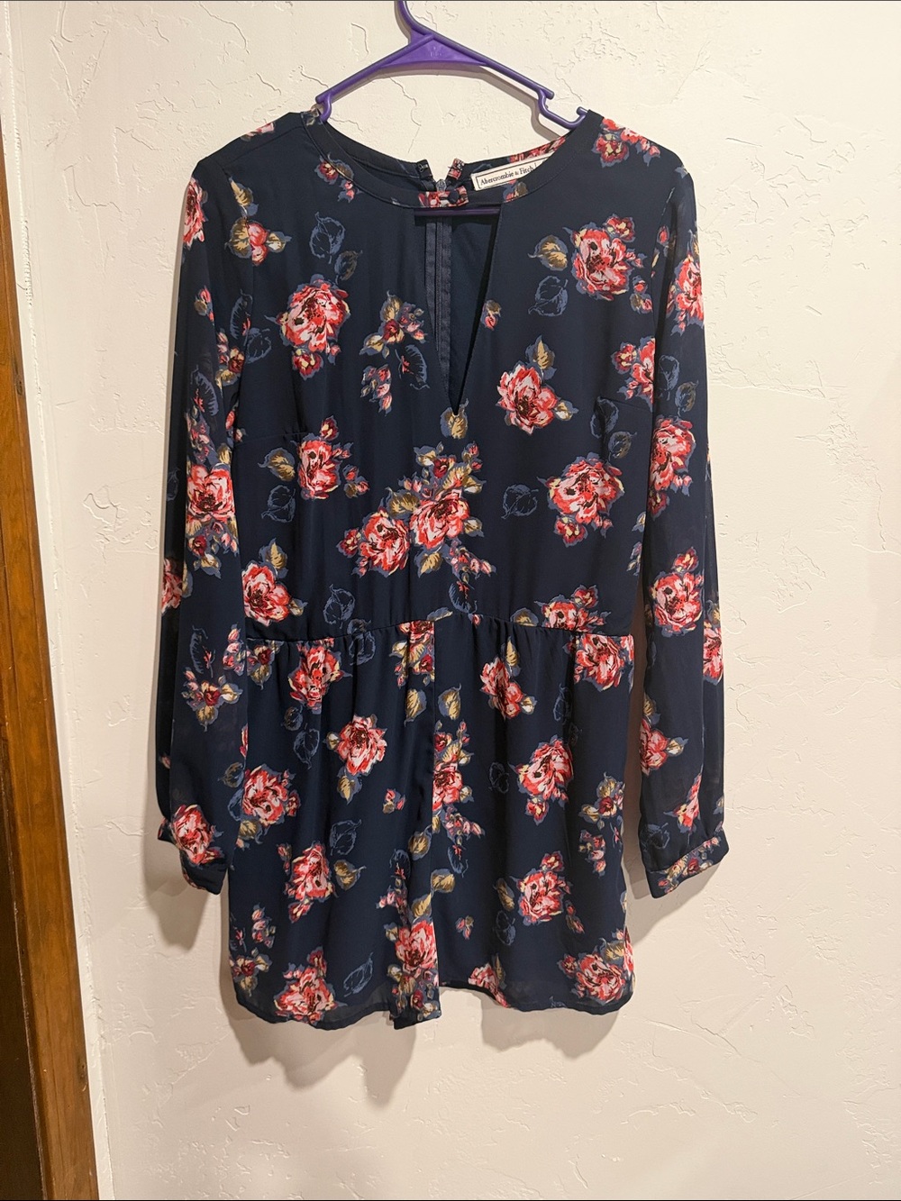 Abercrombie and Fitch Navy Floral Long Sleeve romper